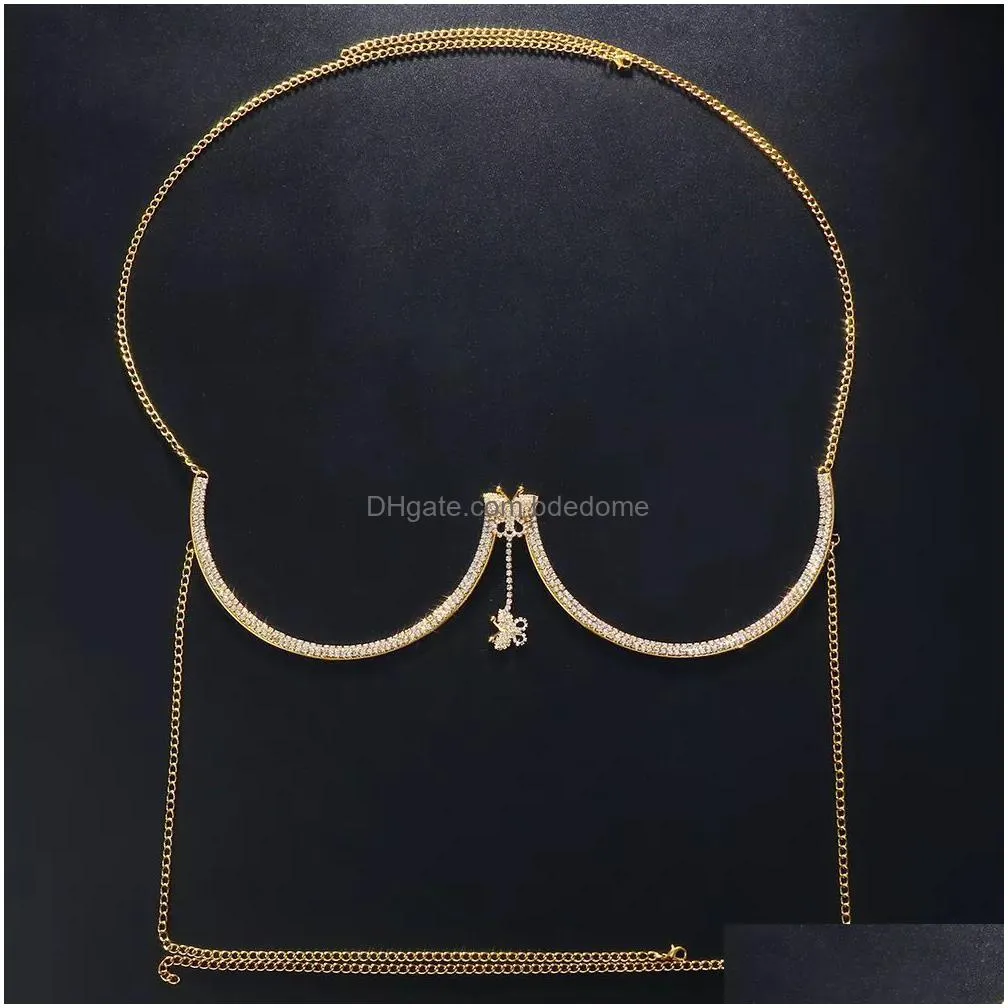 other butterfly delicate women chest bracket bras chain body jewelry sexy body chain bra harness lingerie for women gift 221008
