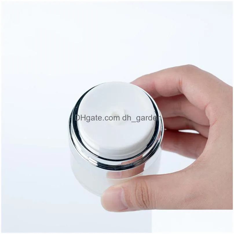 pearl white acrylic airless jar cream bottle with silver collar 15g 30g 50g cosmetic vacuum lotion jars pump packing bottles
