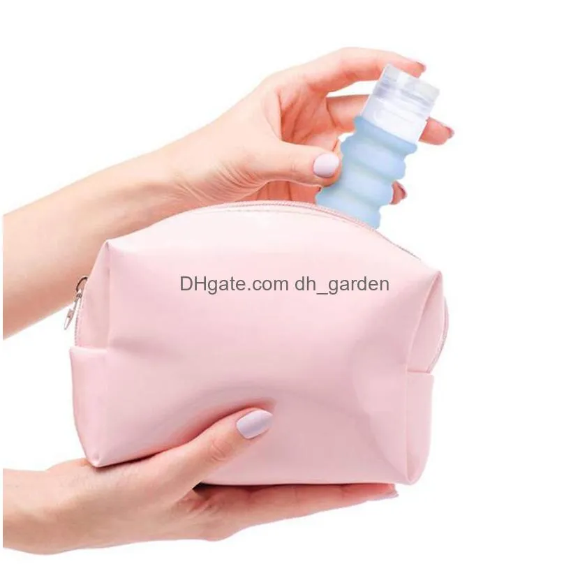 silicone folding retractable travel dispenser bottle squeeze hose shampoo shower gel empty bottles mini cosmetic container
