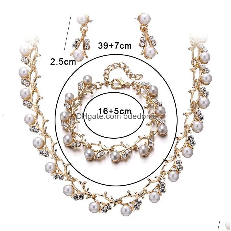wedding jewelry sets fashion imitation pearl wedding necklace earring bridal for women elegant jewelry sets party gift 230313