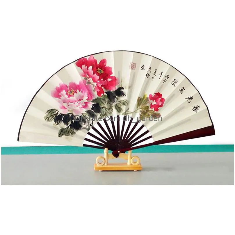 10 inch diy blank painting folding fan party favor solid color silk cloth fan show dance fans