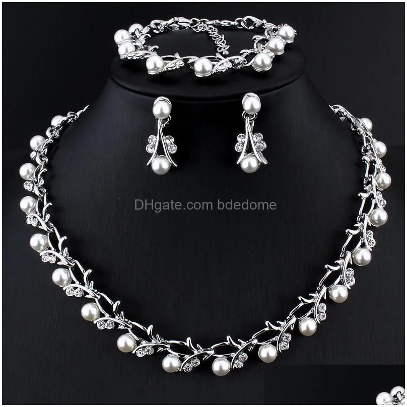 wedding jewelry sets fashion imitation pearl wedding necklace earring bridal for women elegant jewelry sets party gift 230313