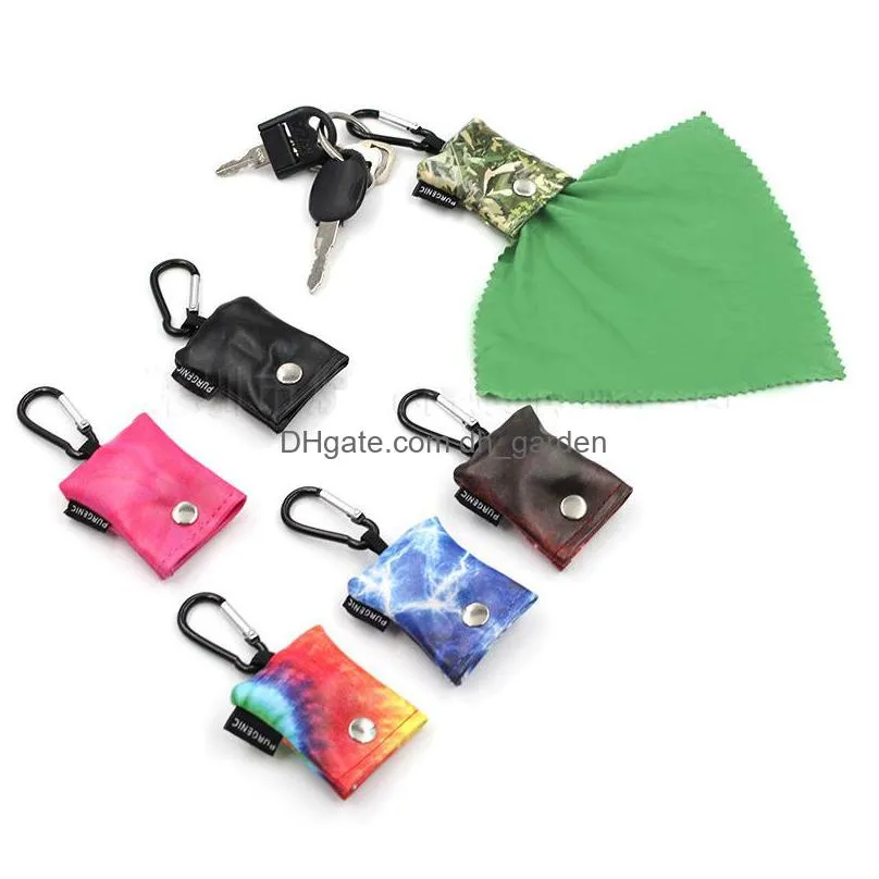 camouflage portable glasses cloth keychains pendant fashion printing hanging bag outdoor carabiner mobile phone screen cleaning cloths