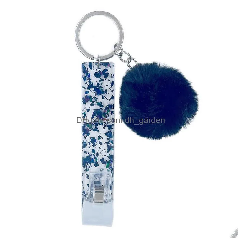 plush ball keychain silicone grabber card puller keychain bag decoration key chain keyring