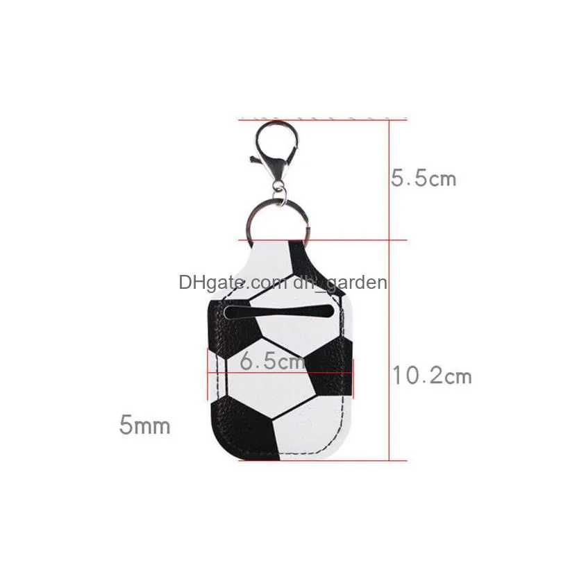 portable hand sanitizer cover keychain football basketball baseball ball leather keychain bag pendant