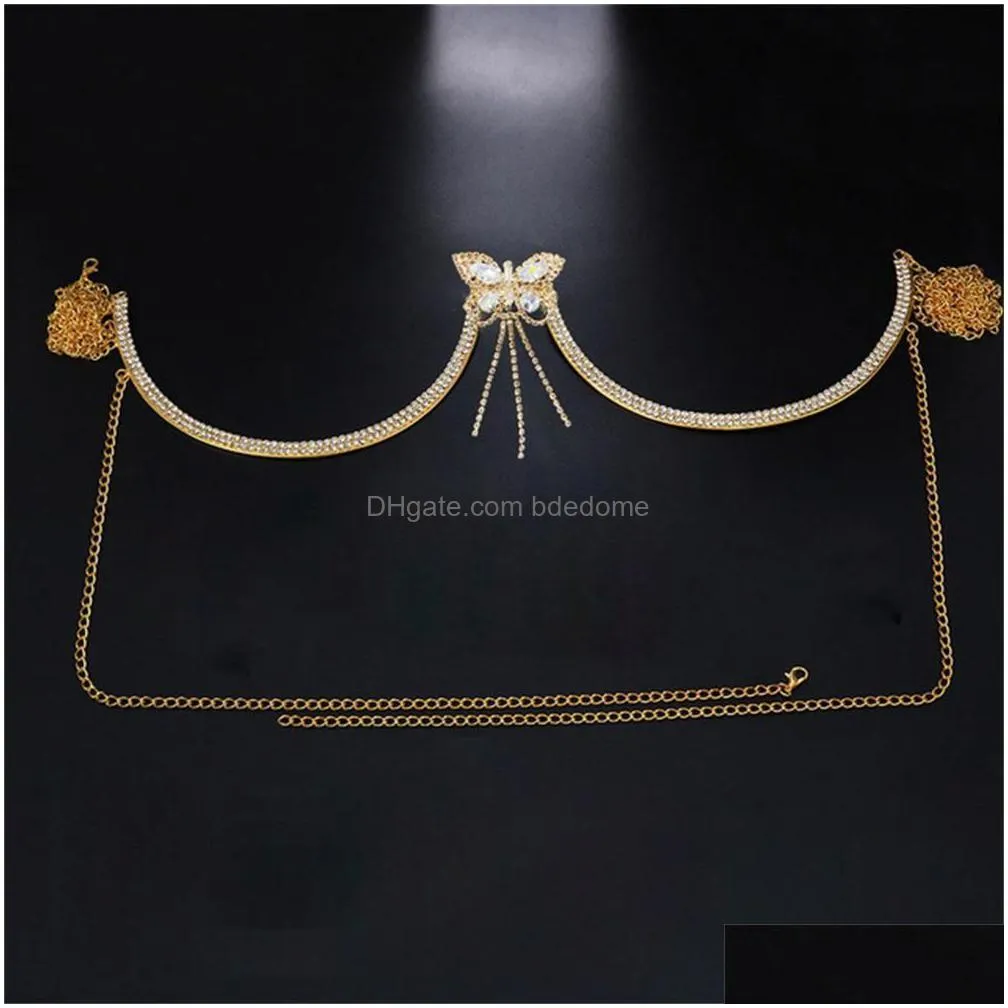 other zircon butterfly chest bracket bras chain body jewelry for women sexy body chain bra harness lingerie necklace gift 221008