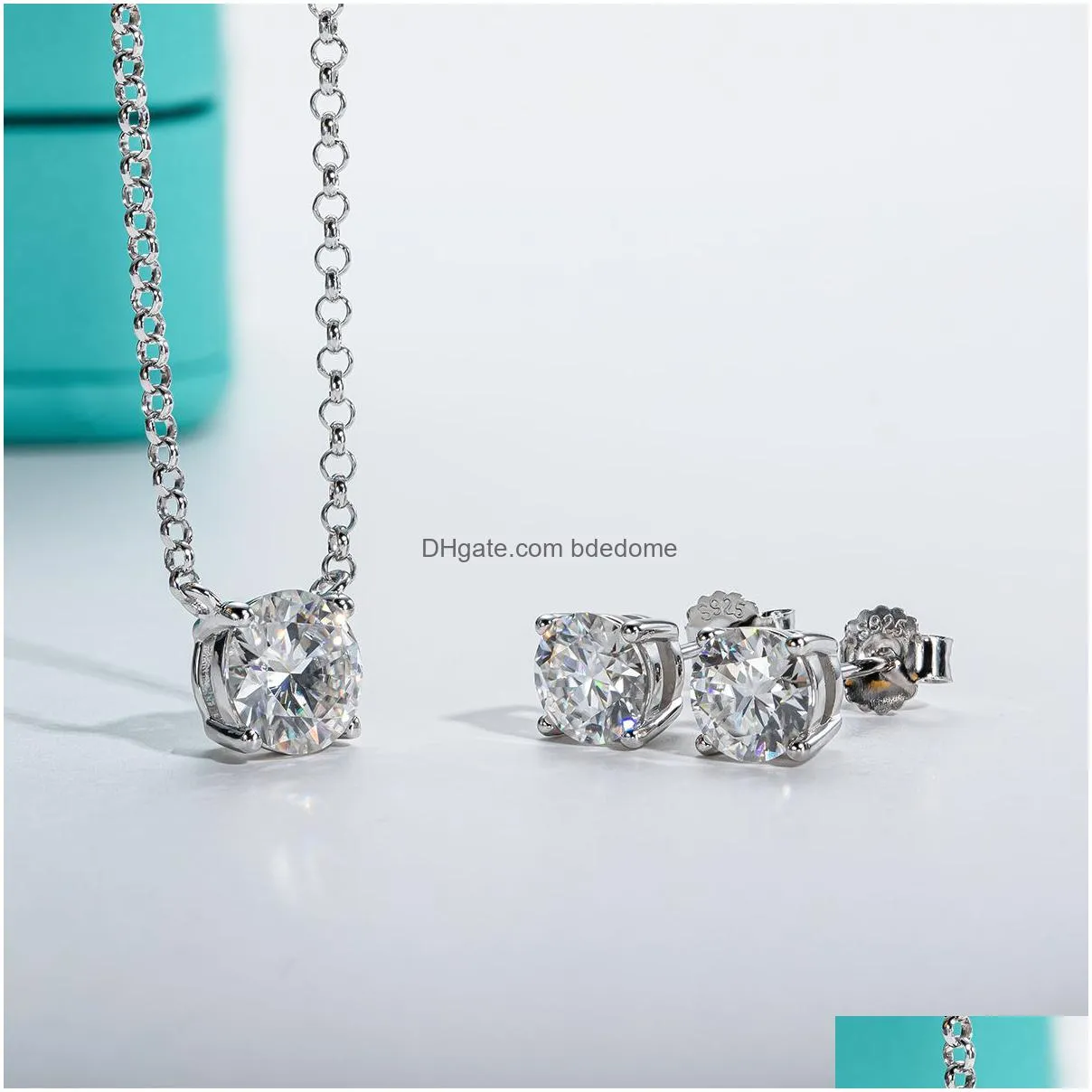 pendant necklaces anujewel 2ct necklace 1ct earrings 925 sterling silver jewelry bridal set wholesale for women 221109