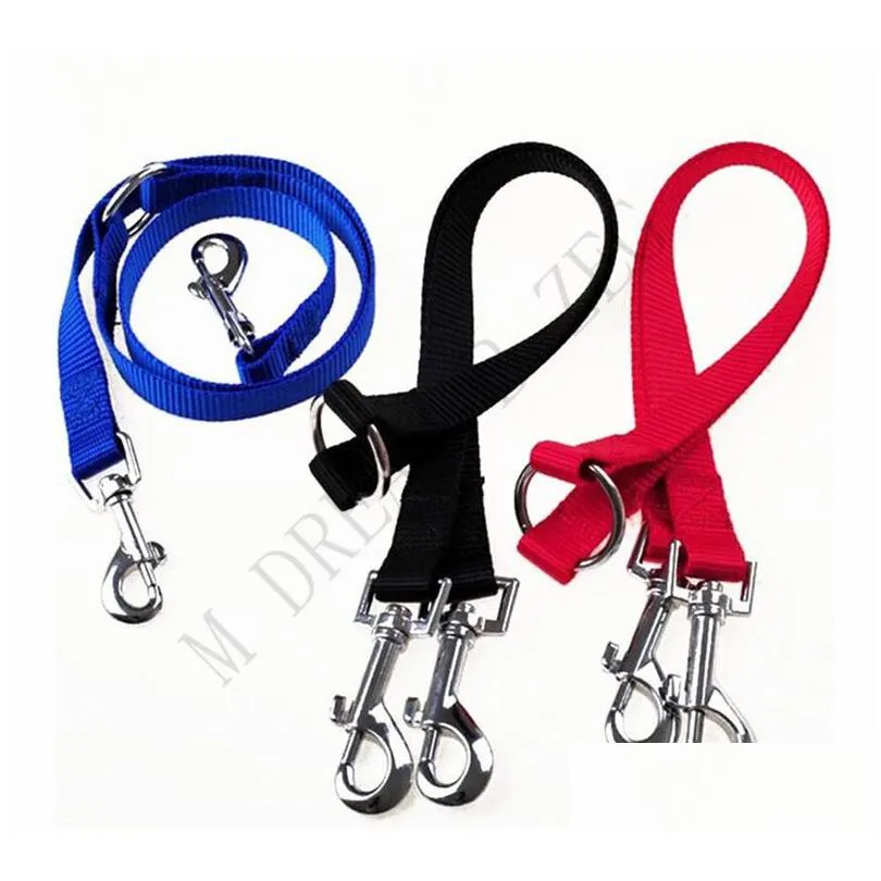 durable dog double walking leashes couple puppy dog 2 way collar leash pet traction lead rope belt for dog pet accessories