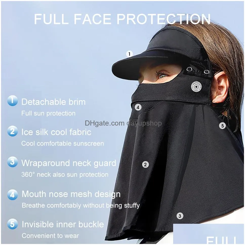 fashion face masks neck gaiter home product center outdoor sunscreen bandage anti ultraviolet ear hanging mask brim riding golf neck sunshade headdress