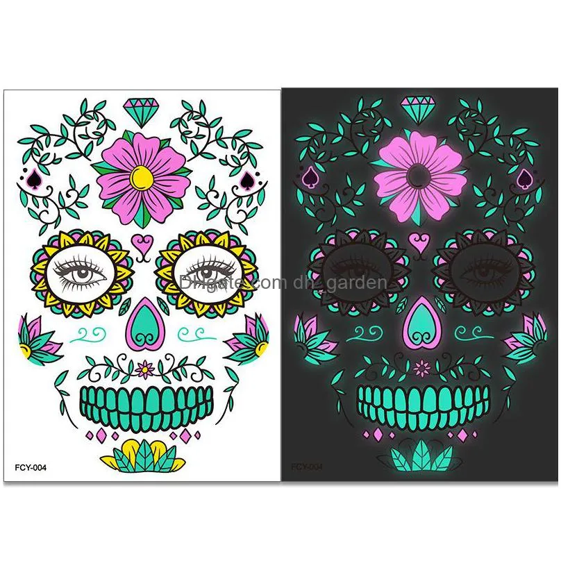 luminous stickers halloween carnival decoration skull stickers creative funny tattoo sticker