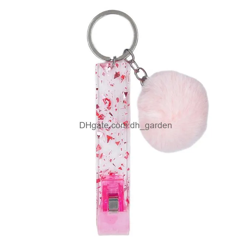 plush ball keychain silicone grabber card puller keychain bag decoration key chain keyring