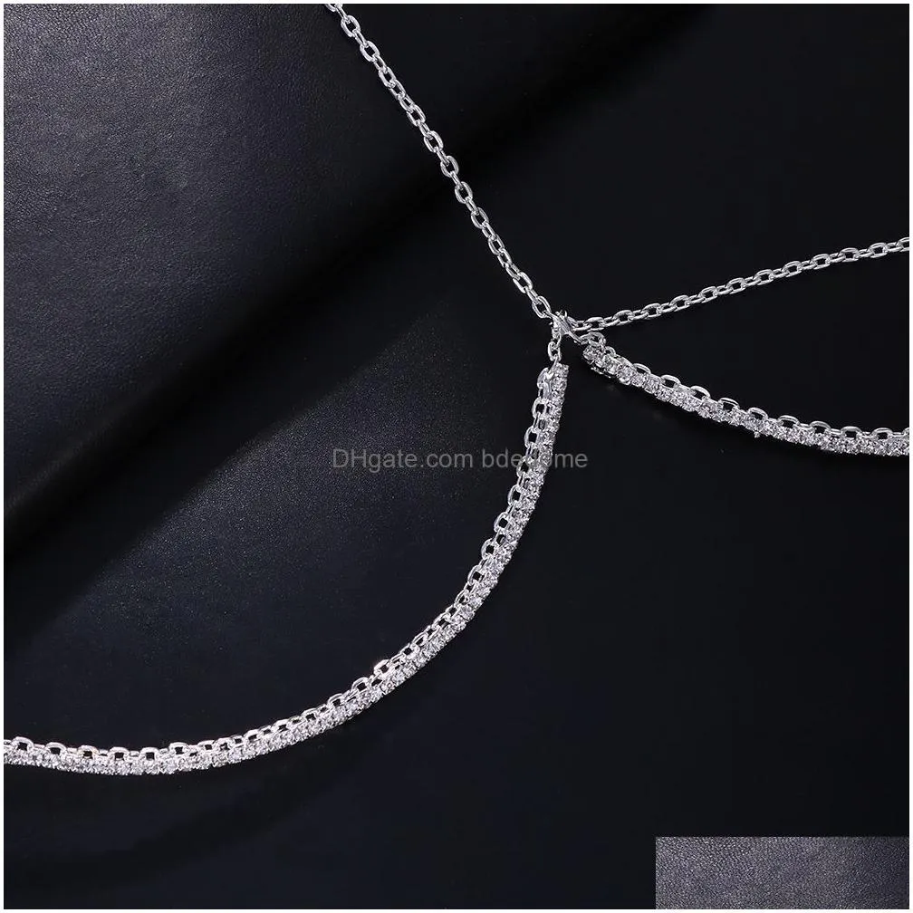 other sexy thin link crystal chest bracket bust chain bra harness beach bikini body chain jewelry necklace for women party 221008