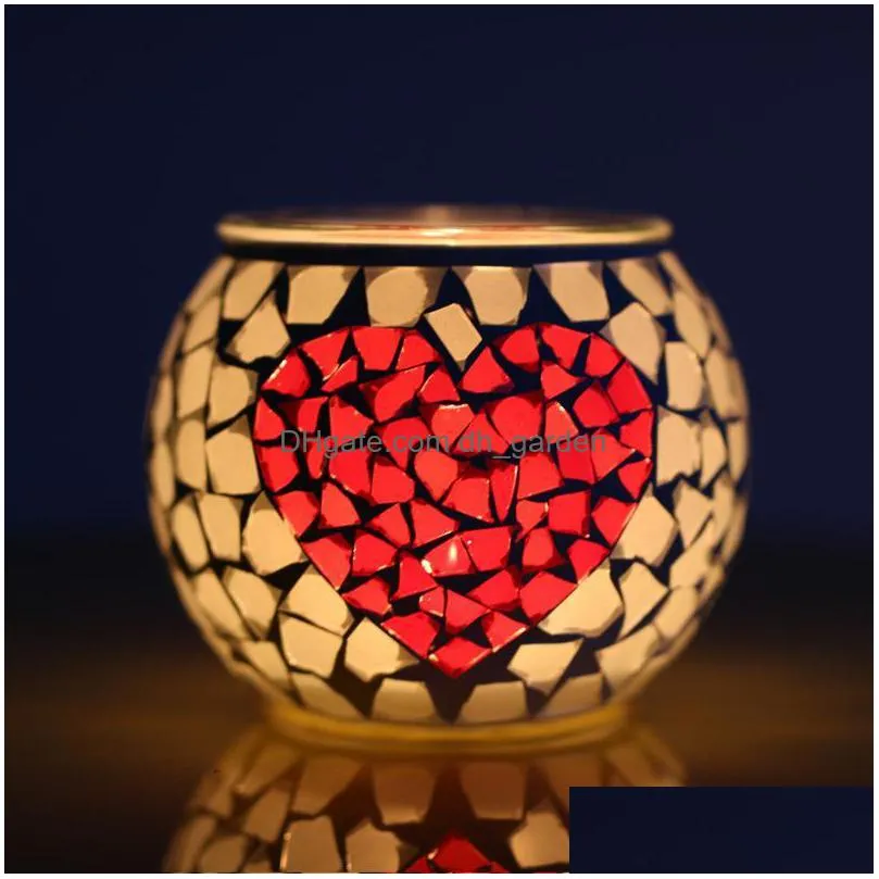 crystal glass mosaic candle holders home table decoration candles holder wedding decorations lantern valentine gift 11.5*9.5cm