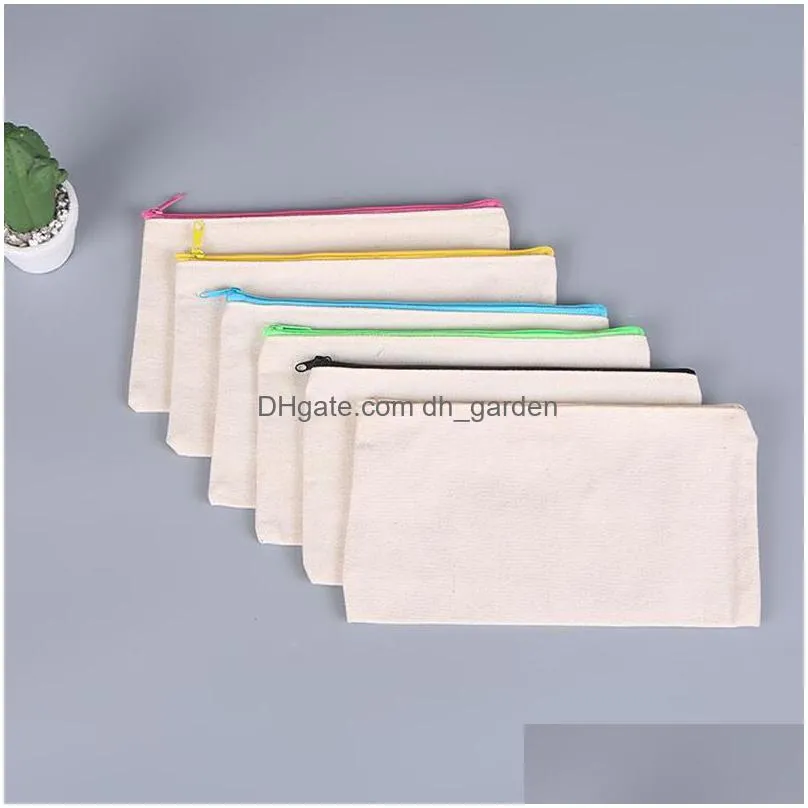 sublimation blank square storage bags heat transfer canvas zipper cosmetic bag diy painting student pencil case 7 colors
