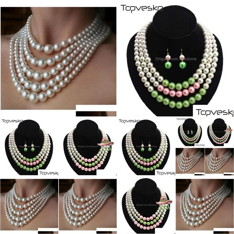 wedding jewelry sets big pearl bridal necklace vintage statement choker collar accessory multi layer beads 221109