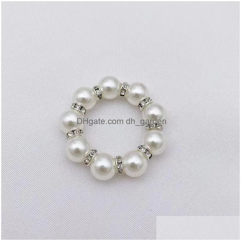 white pearls napkin rings wedding napkin buckle party table decorations supplies