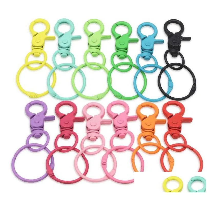 10pcs/lot split key ring 30mm color paint lobster clasp key chain clasps for christmas halloween diy keychains making