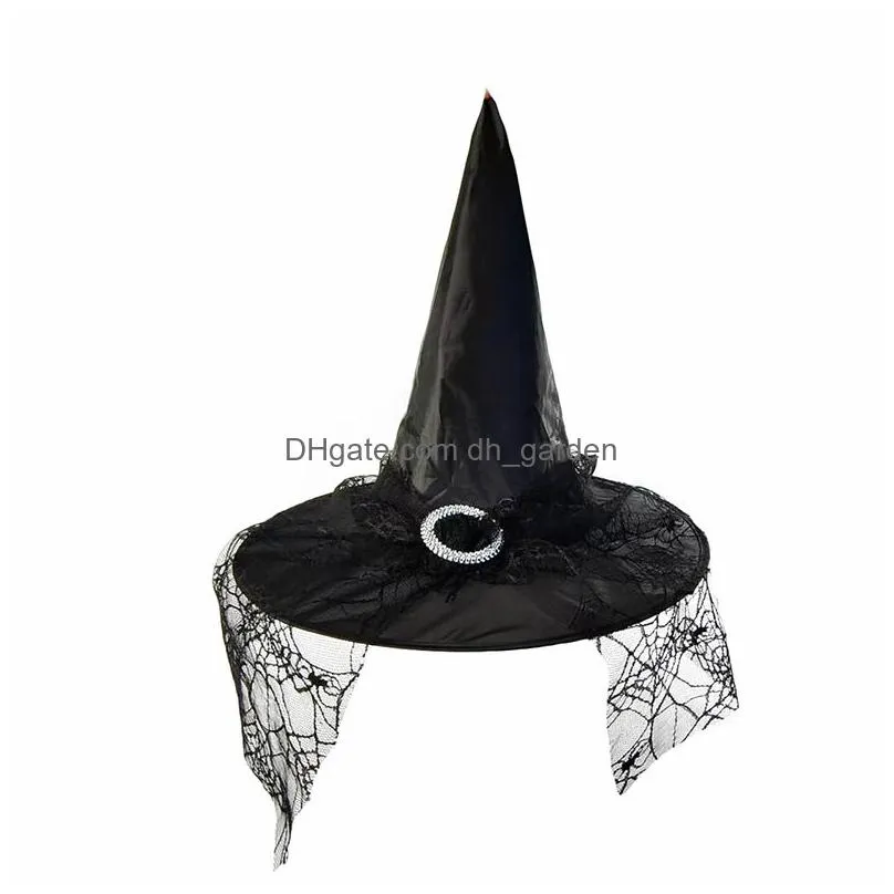 halloween witch hat mesh festive decoration hats adult children costume party props cap