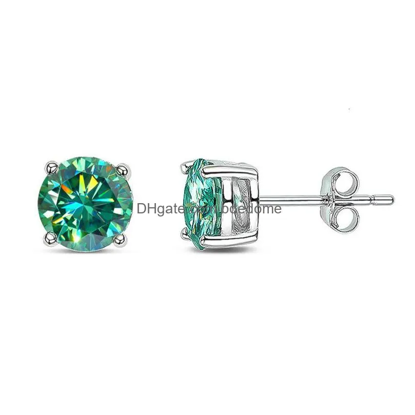 stud knobspin d color earring s925 sterling sliver plated with 18k white gold for women man sparkling fine jewelry 221119