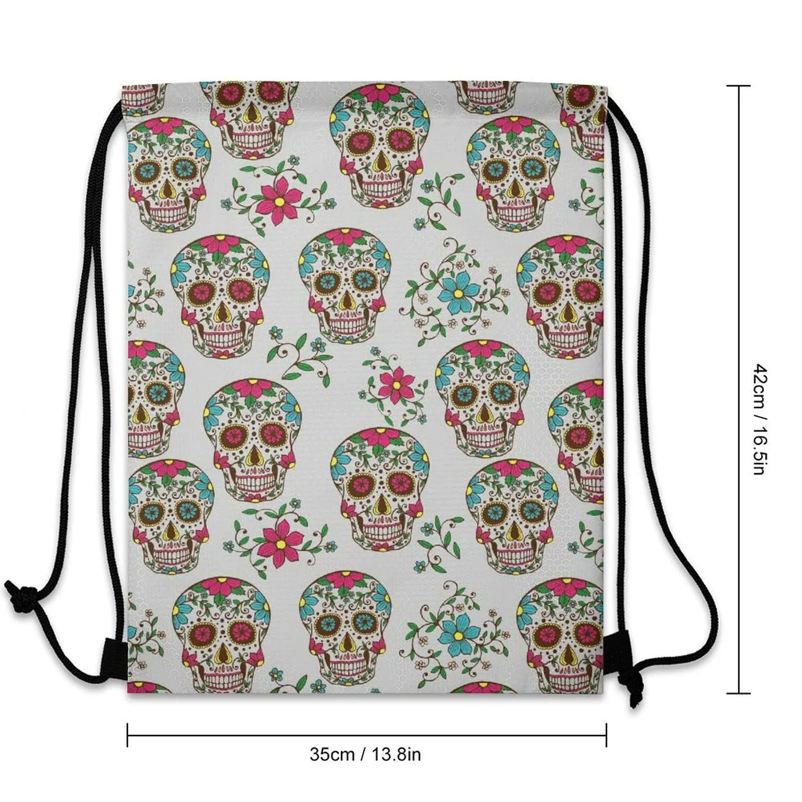 day of the dead colorful sugar skull drawstring backpack durable cinch bag string bags sackpack for gym shopping sport yoga