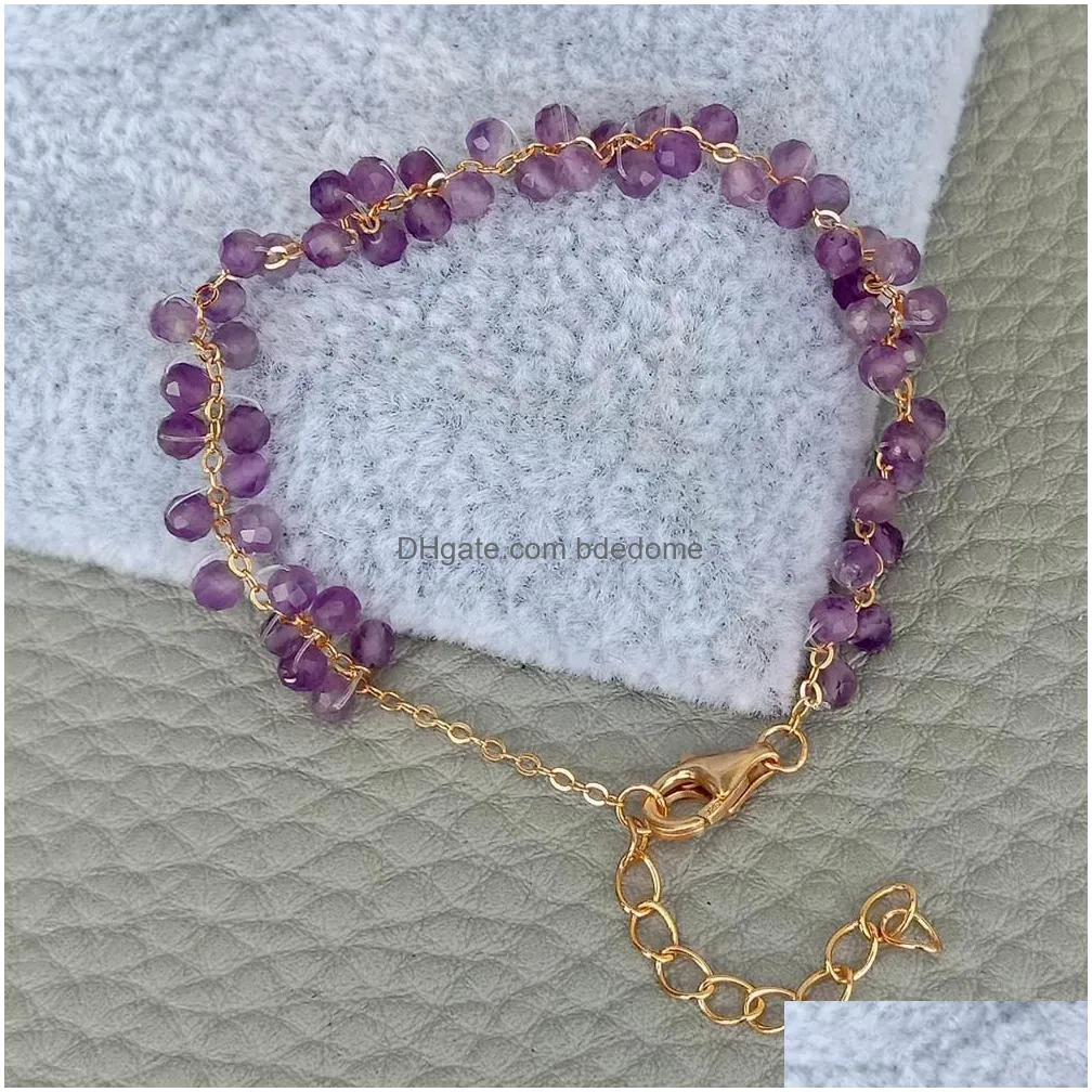 charm bracelets yygem natural round faceted amethyst gold filled chain wrap bracelet girl jewelry handmade cute for 230216