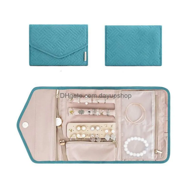 jewelry boxes travel jewelry organizer roll foldable jewelry case for journey-rings necklaces jewerly storage bag 230420