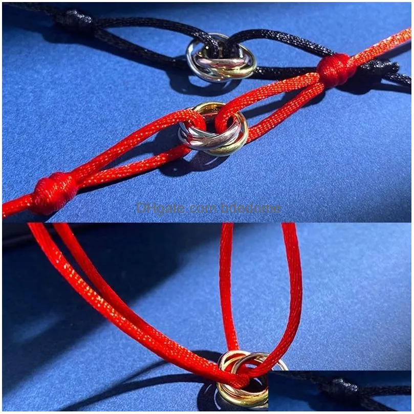 charm bracelets fashion lovers jewelry 23 colors weave cotton rope classic tricolor stainless steel bangle bracelet for men women