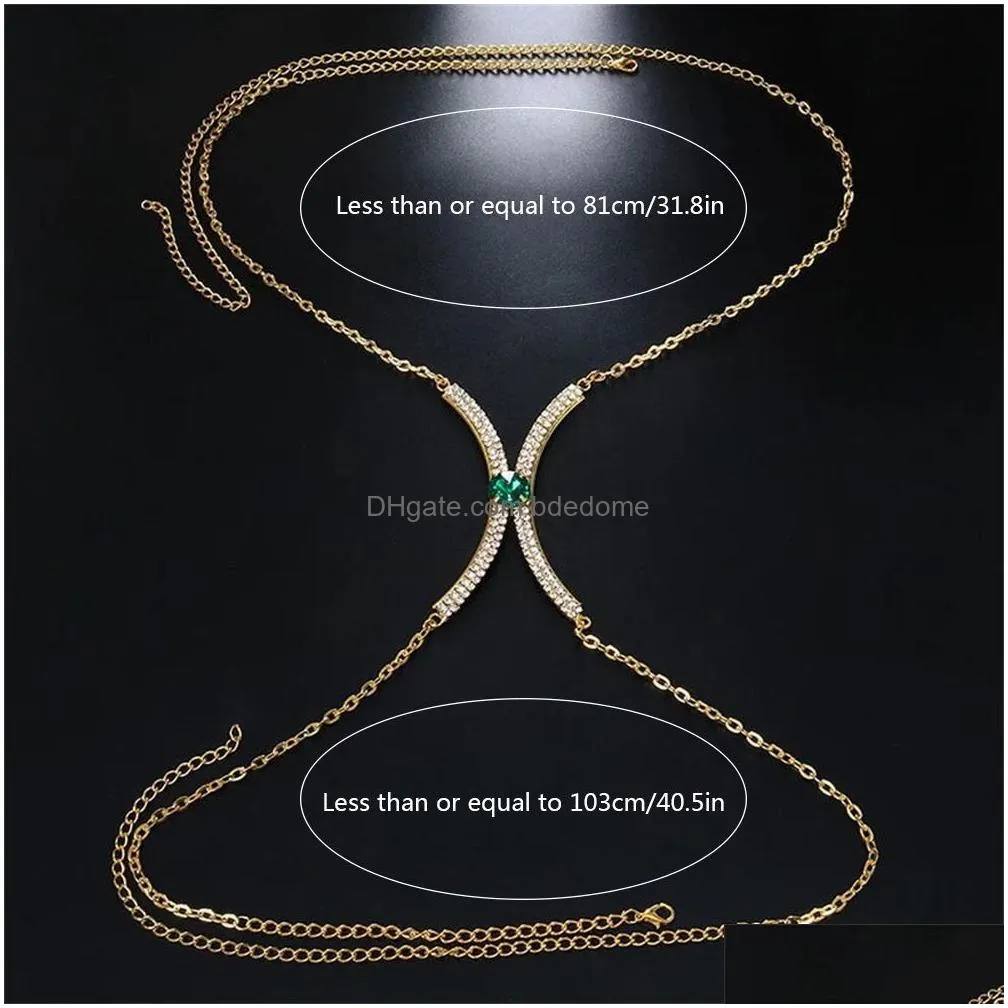 other fashion green gem chest bracket bras chain body jewelry for women body chain bra harness lingerie festival gift 221008