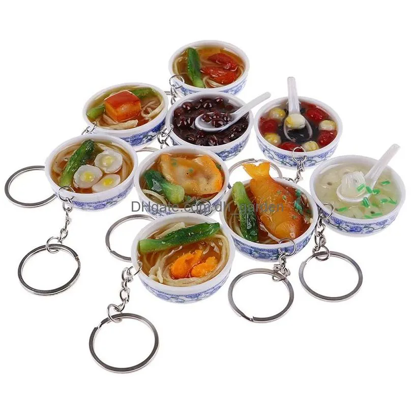 imitation food keychain handmade diy rice noodle pvc keychains fashion accessories key chain keyring