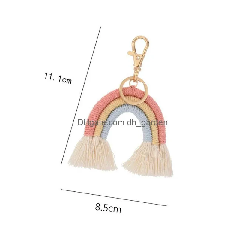 diy rainbow keychains hand woven key chains fashion accessories bag decoration pendant keyring