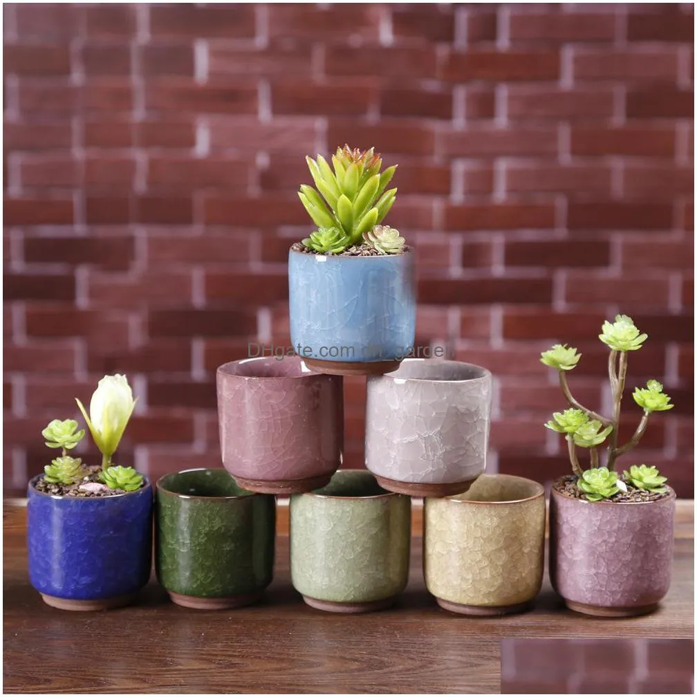 ice cracked mini ceramic flower pot colorful cute flowerpot for desktop decoration meaty potted plants planters