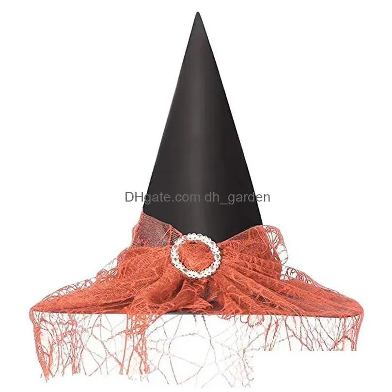 halloween witch hat mesh festive decoration hats adult children costume party props cap