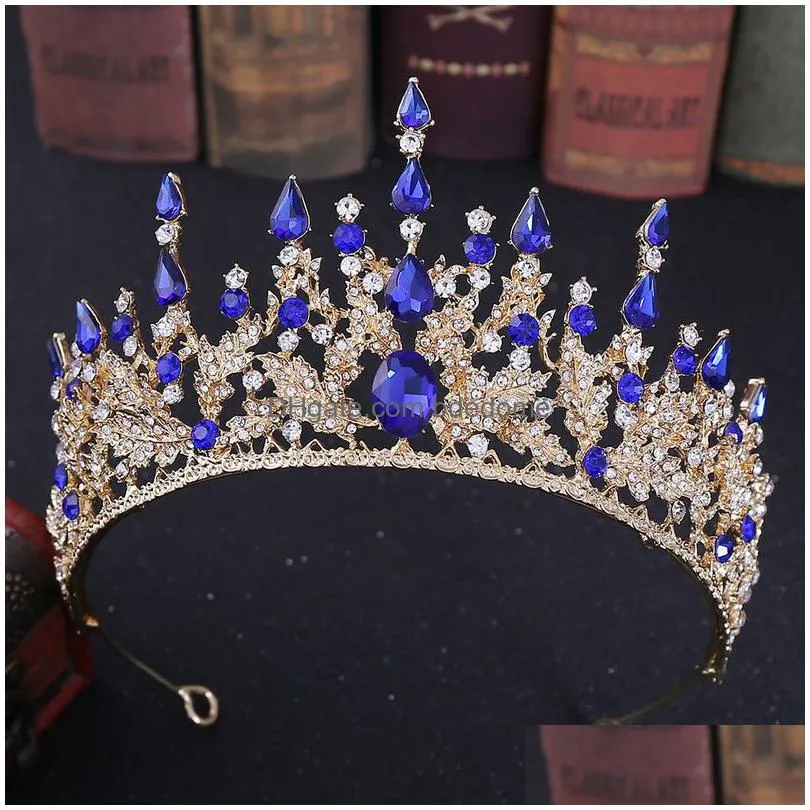 wedding hair jewelry baroque retro bronze violet crystal bridal tiaras crown pageant diadem veil tiara headbands accessories 220831