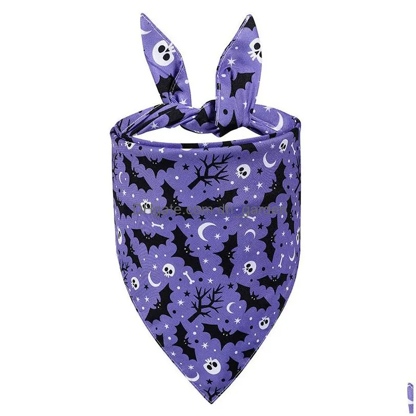 7 styles halloween pet saliva towel dog apparel cartoon print dogs triangle scarf carnival party decoration