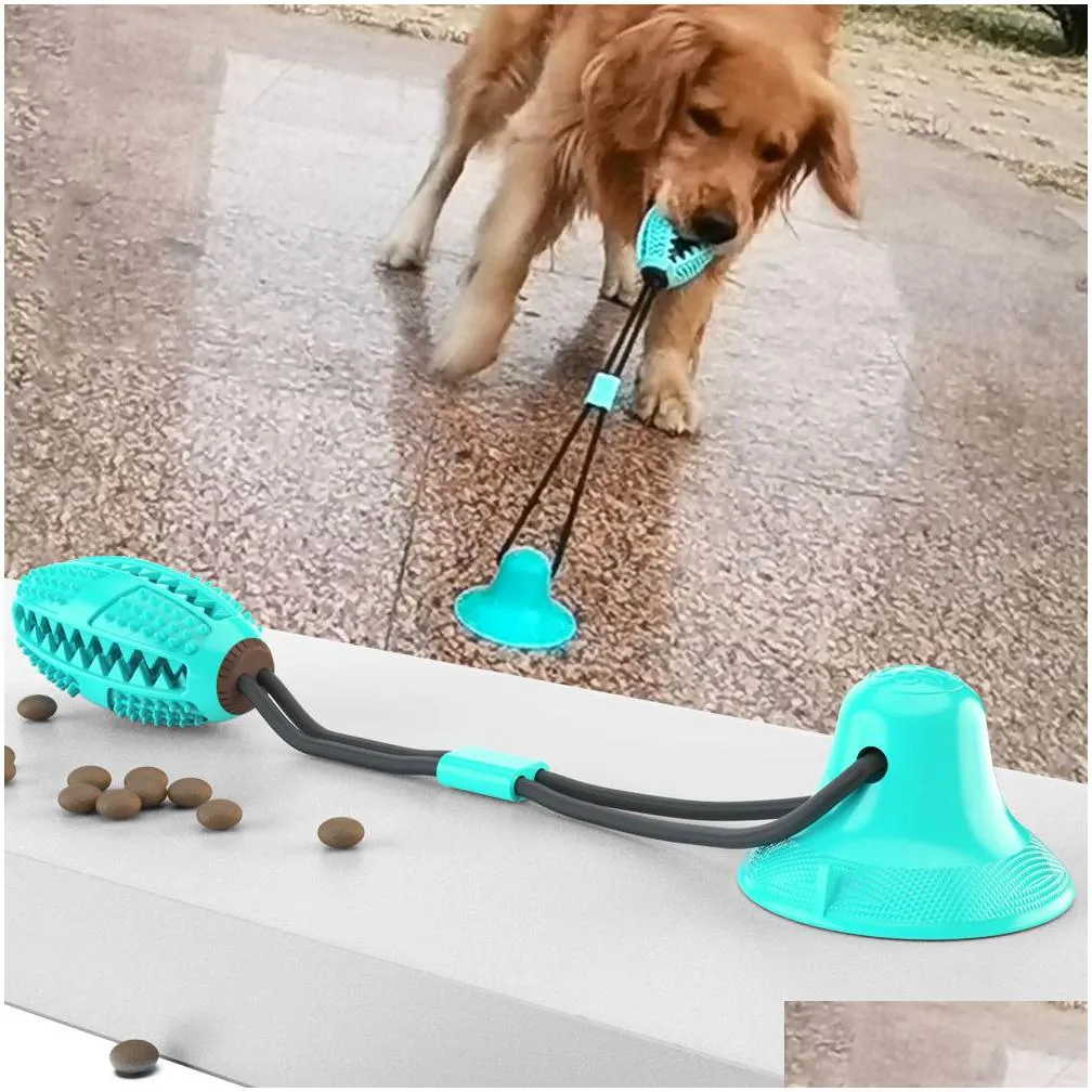 4 colors multifunction pet molar bite toy interactive fun pet leakage food toys with suction cup pets ball toy pet dog toys rubber