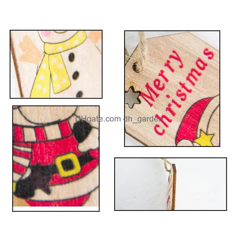 christmas tree decoration wooden pendant creative snowman elk cartoon pendants tag ornaments