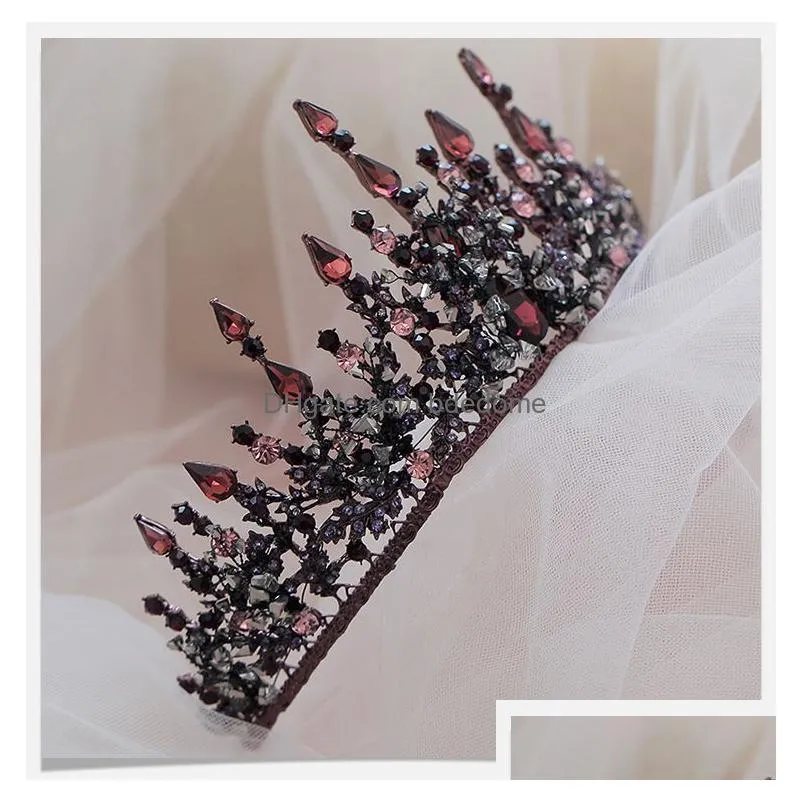 wedding hair jewelry vintage baroque headbands purple crystal tiaras crowns bride noiva headpieces bridal party crown 220831