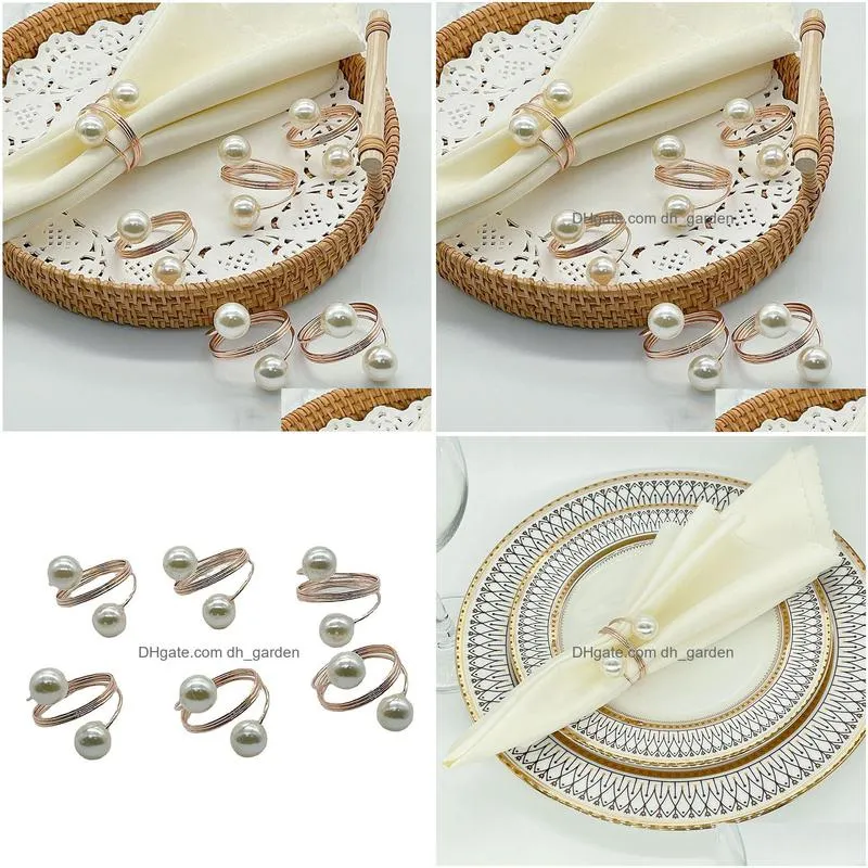 rose gold pearls napkin rings wedding napkin buckle christmas party table decorations ornaments