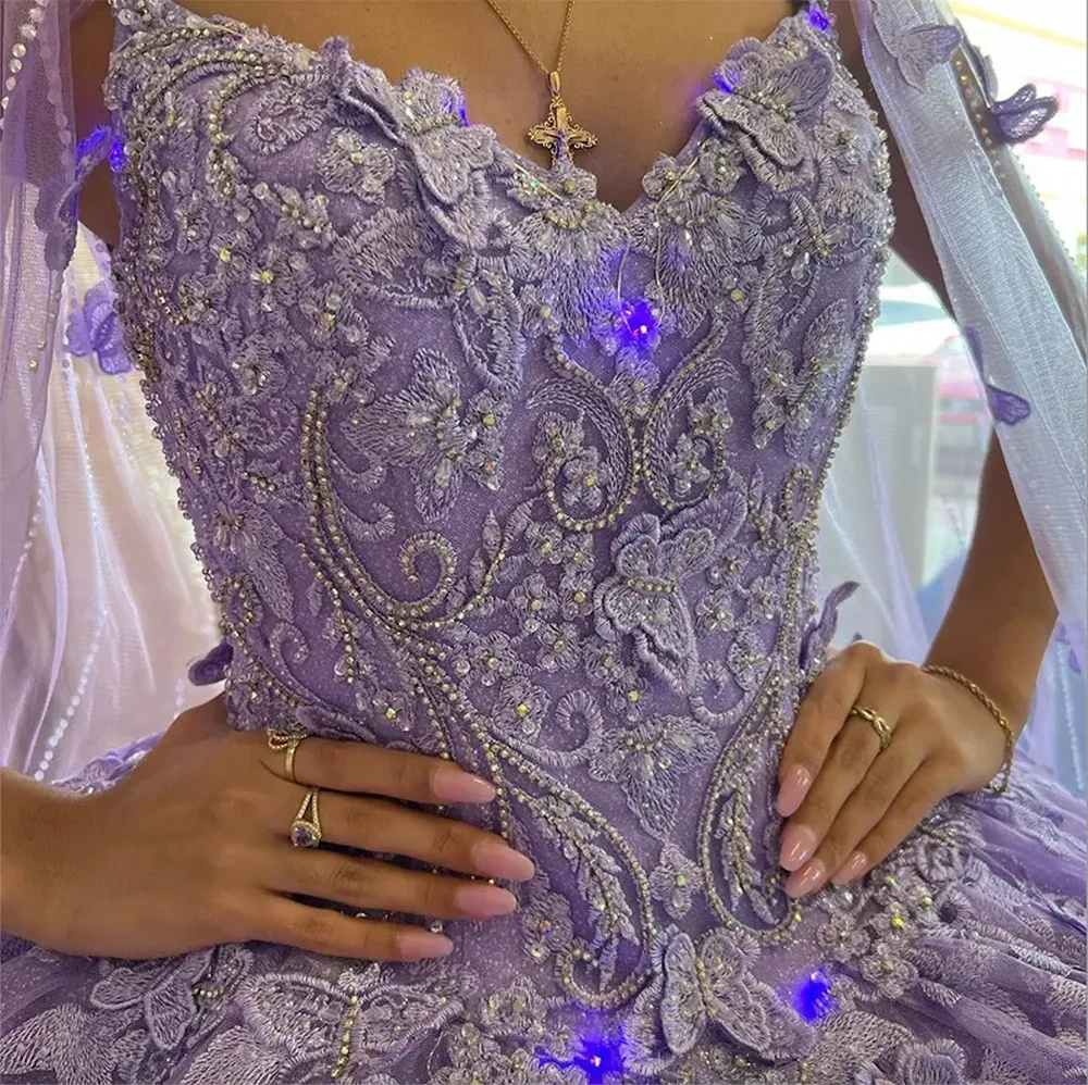 Light Purple Princess Quinceanera Dress Pretty Cape Puffy Ball Gown Sweet 15 16 Dress Graduation Prom Gowns vestidos de 15 anos