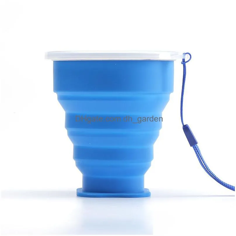 200ml silicone folding cups multifunction tumblers retractable outdoor travel camping water cup with lanyard