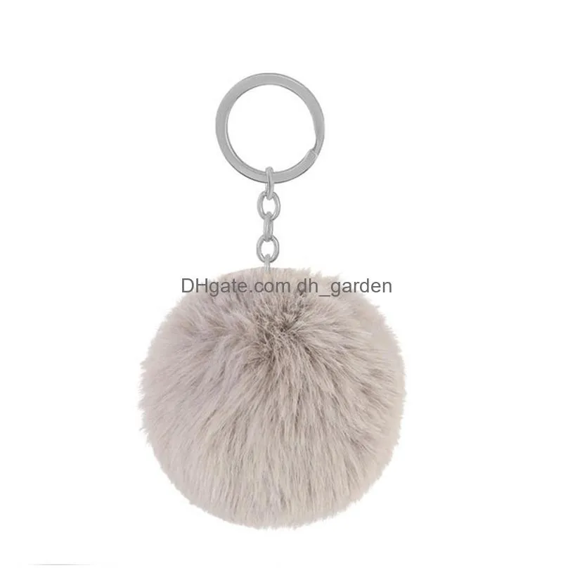 fashion plush ball keychain pendant imitation rabbit fur round soft luggage decoration key chain creative gift keyring