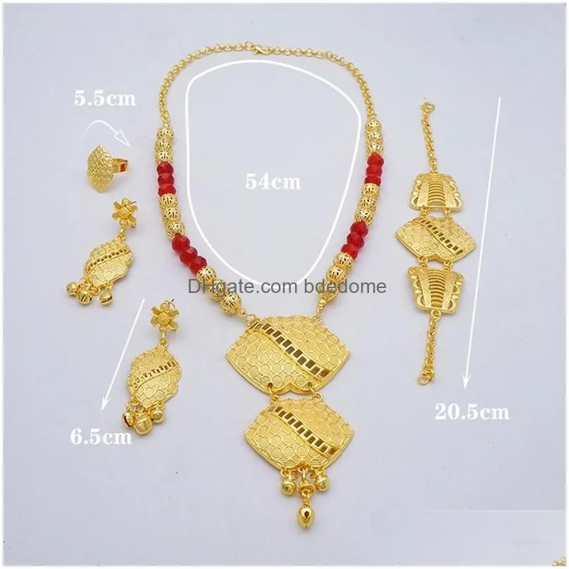 wedding jewelry sets luxury dubai gold color jewelry sets african indian ethiopia bridal wedding gifts party for women necklace earrings jewelry set