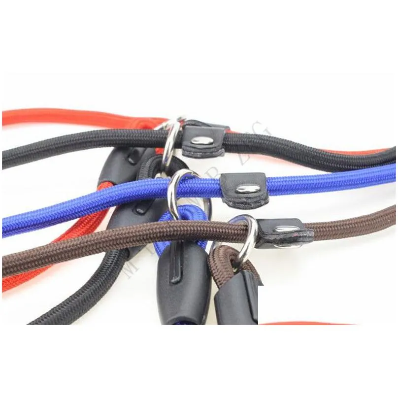 4 colors pet dog nylon rope training leash slip lead strap adjustable traction collar pet animals rope 0.6*130cm