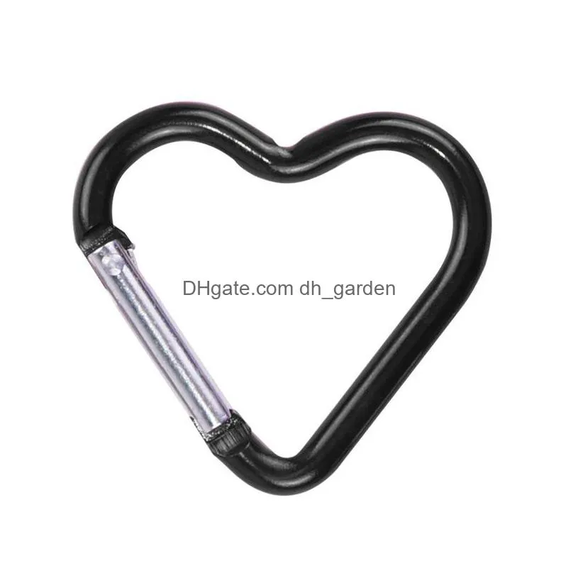 carabiner keyrings heart shaped keychain party favor outdoor sports camp snap clip hook hiking aluminum metal convenient camping tools