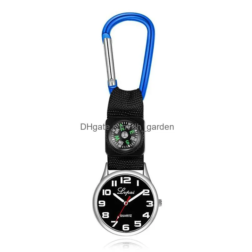 portable carabiner pocket watch compass nurse quartz watches keychain buckle multifunctional outdoor survival tool 9 colors