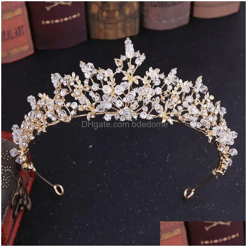wedding hair jewelry kmvexo trendy baroque crystal luxury wedding crowns handmade beads for bride tiaras fashion queen headpiece hair accessories