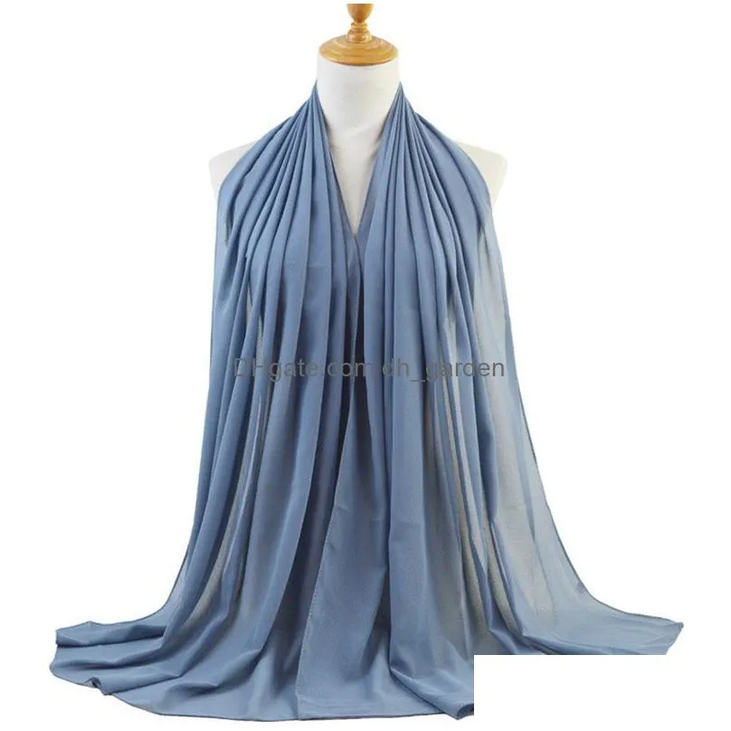 women plain bubble chiffon scarf hijab wrap solid color shawls headband muslim hijabs scarves