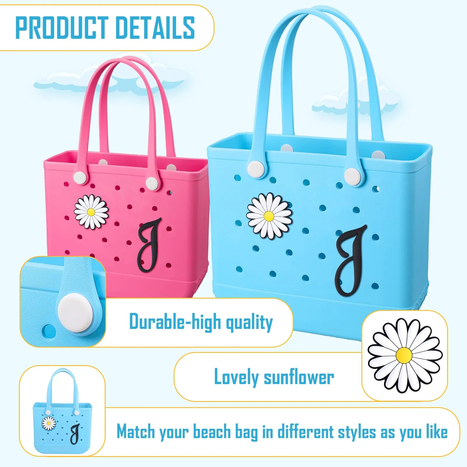 accessories for bogg bag rubber beach bag charms insert for tote hand bags personalize your tote bag with alphabet letters