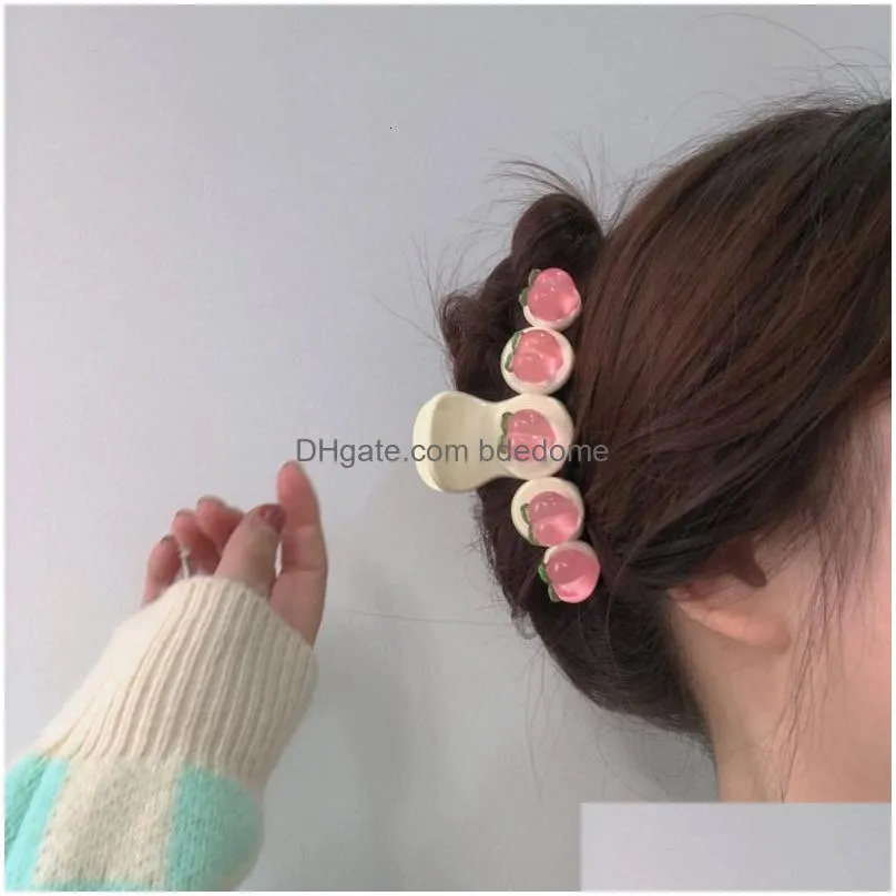 wedding hair jewelry sweet temperament peach clip pink transparent resin large hairpin pins accessories for women gifts 230829