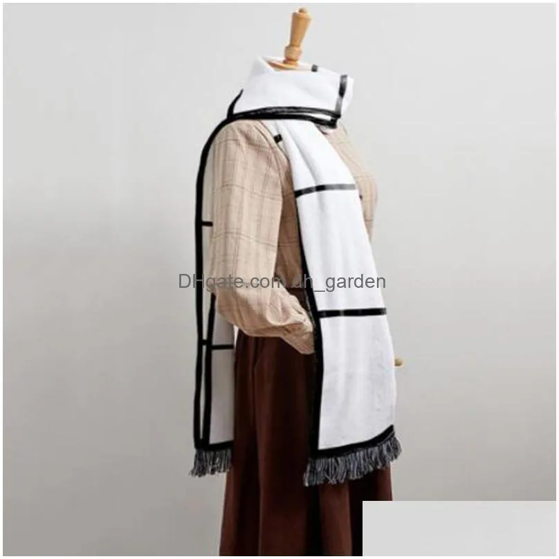 double crystal velvet blank sublimation scarf six square grid heat transfer fringed scarfs diy scarves gift